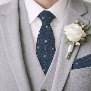 Marineblaue Volksblumen-Hochzeitskrawatte Krawatte