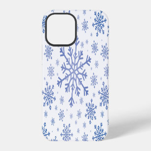 Marineblaue Weihnachts-Schneeflocken auf winterlic iPhone 12 Pro Hülle