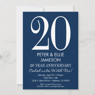 Marineblaue Weiße Moderne Hochzeitstag Einladungen