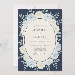 Marineblaue würdige Winterhochzeit Einladung