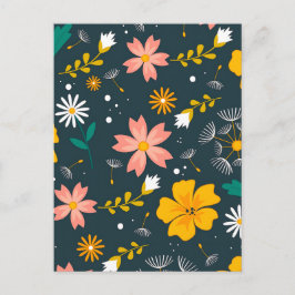 Marineblauer Blumen-Garten Whimsical Frühlingsmust Feiertagspostkarte