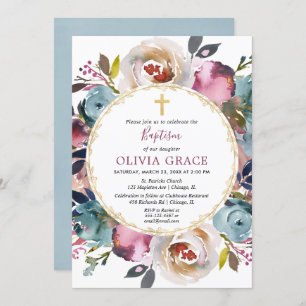 Marineblauer Bordeaux Merlot Taufblume Einladung