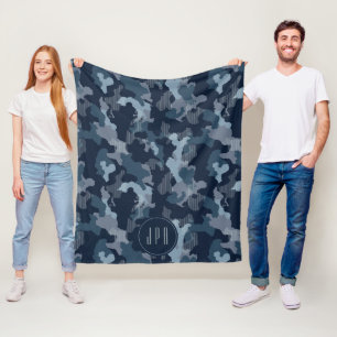 Marineblauer Camouflage 3 Monogramm Militärmuster Fleecedecke