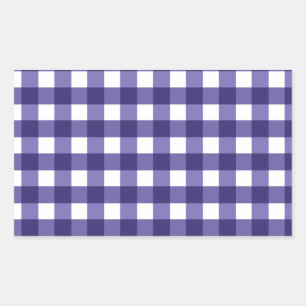 Marineblauer Gingham Rechteckiger Aufkleber