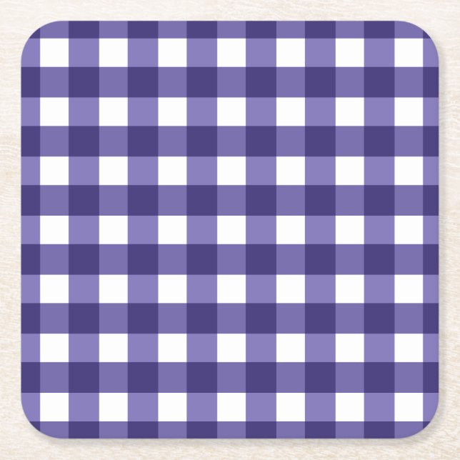Marineblauer Gingham Rechteckiger Pappuntersetzer (Vorderseite)