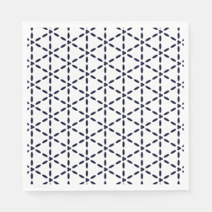 Marineblaues geometrisches Muster auf Weiß Serviette