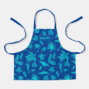 Marineblaues Meeresleben-Muster Kinder-Schürze Schürze