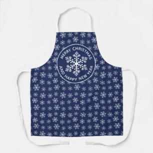 Marineblaues Schürze mit Schneeflockenmuster