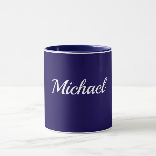 Marineblaues Template, weißer Text, anpassbar, Tasse (Zentrum)