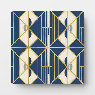 Marineblaues und goldenes Art Deco geometrisches M Fotoplatte