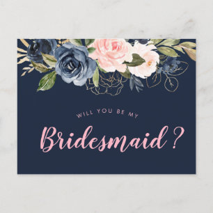 Marineblossom pink werden Sie meine Bridesmaid-Kar Einladungspostkarte