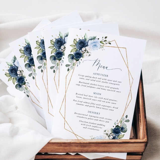 Marineblume, Blaue Blumen, Boho, Hochzeitsmenü (Von Creator hochgeladen)