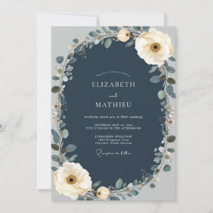 Marineblüten-Herbstblüten-Hochzeit Einladung
