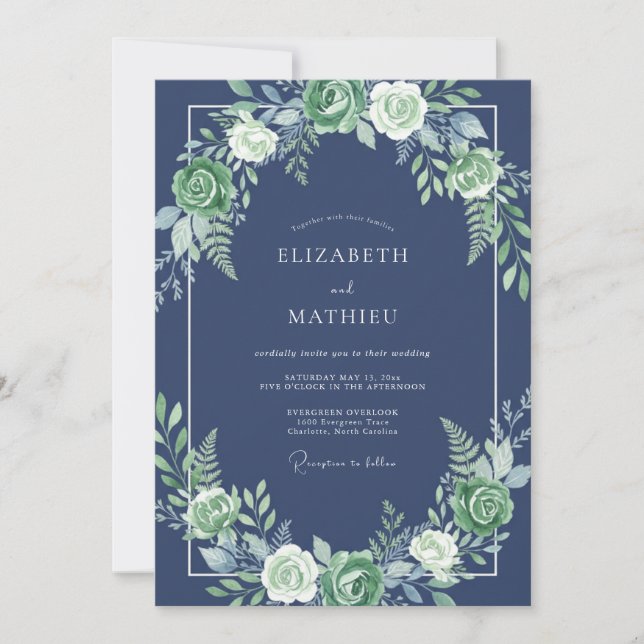 Marineblütenhochzeit Einladung (Vorderseite)