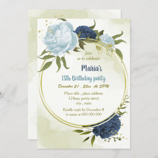 Marinebraubblüten grün Blätter Geburtstag Einladung