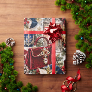 Marineburgunder Luxus Weihnachten Geschenkpapier