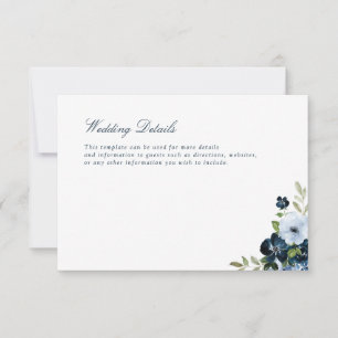 Marinee & hellblaue Hochzeitskarte RSVP Karte