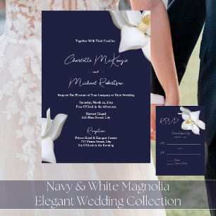 Marinefelder und weißer Magnolien, Hochzeit in Ele Einladung