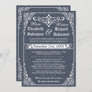 Marinegotik Viktorianisch Damask Hochzeitseinladun Einladung