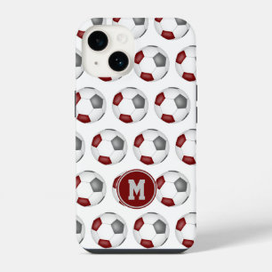 marinegraue Fußbälle Muster mit Monogramm iPhone 14 Hülle