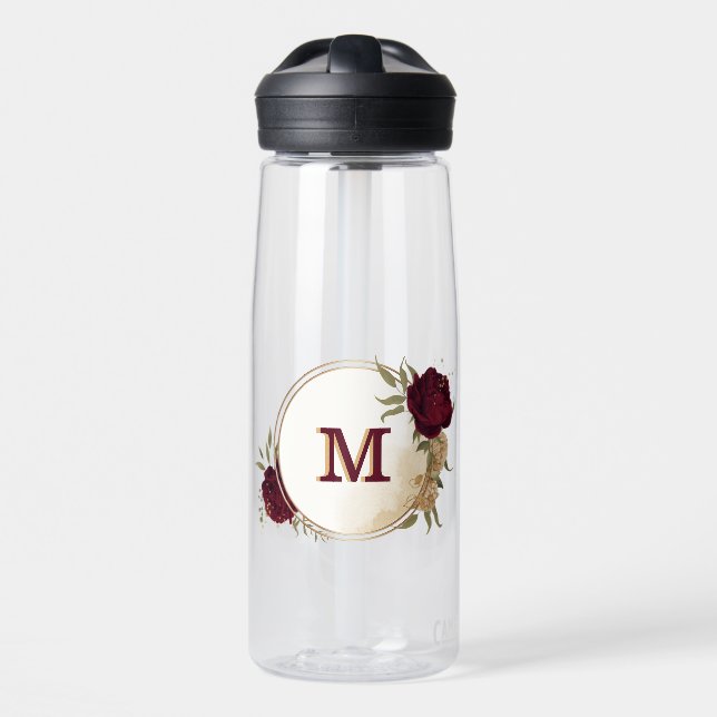 Marinegrün Beige Gold Botanik Trinkflasche (Vorne)