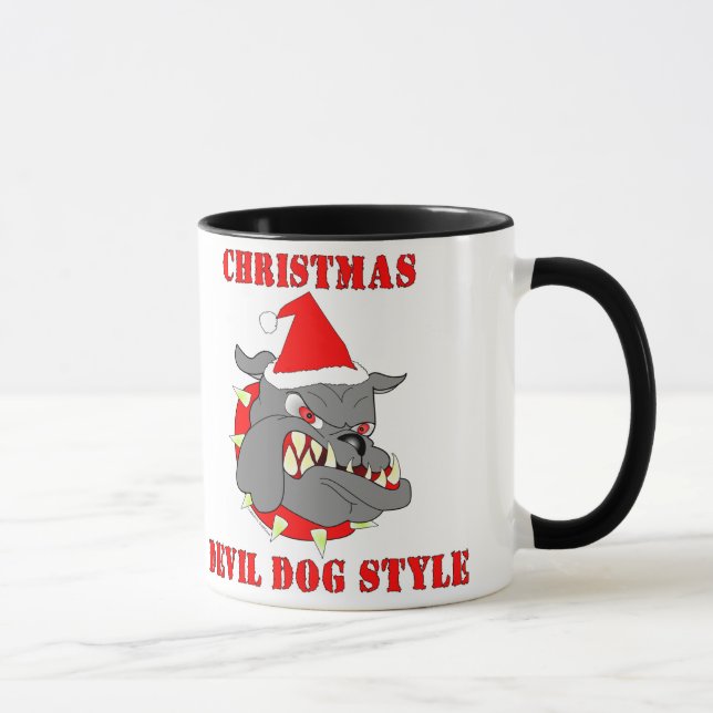 Marineinfanteriekorps-Weihnachtsteufel-Hundeart Tasse (Rechts)