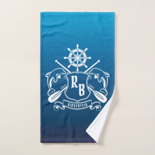 Marineinsignie-Delphin-Helm-Ruder-Schild nautisch Handtuch