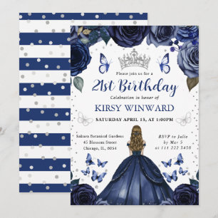 Marinekleid Blonde Prinzessin Geburtstag Einladung