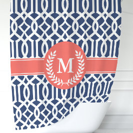 Marinekoralle Trellis Monogram Duschvorhang