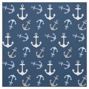 Marinemeeresblau und Graue Anker Muster Stoff