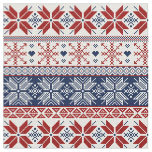 Marinemesse und Rote Wintermesse Isle Pattern Stoff
