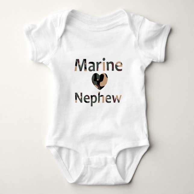 Marineneffe-Herz-Camouflage Baby Strampler (Vorderseite)