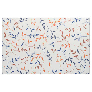 Marineorange Ditsy Botanisches Blattmuster Stoff