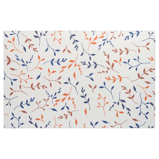 Marineorange Ditsy Botanisches Blattmuster Stoff (Yard (91,4 cm))