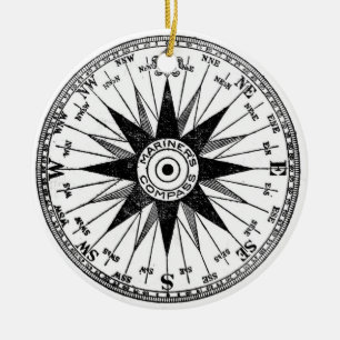 Mariner-Kompass-Schmuck im Vintage-Stil Keramik Ornament