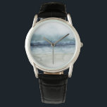 Mariner's Mist - Shoreline Armbanduhr<br><div class="desc">Mariners Nebel I von Grace Popp. Die Uferlinie mit farbenfrohen Blautönen und Tönen und einem zarten Himmel.</div>