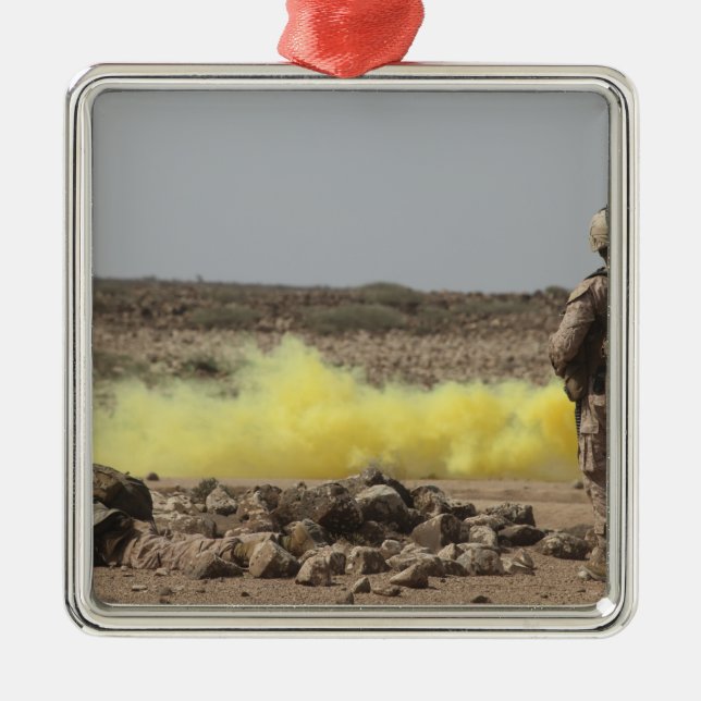 Marines bieten Sicherheit Ornament Aus Metall (Vorne)