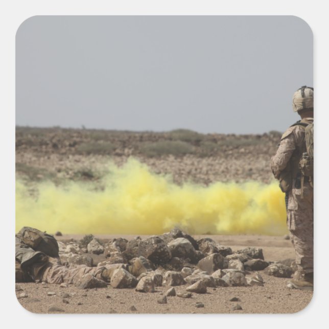 Marines bieten Sicherheit Quadratischer Aufkleber (Vorderseite)