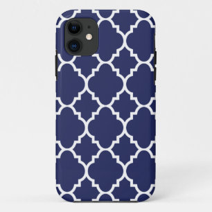 Marines blaues Quatrefolie marokkanisches Muster Case-Mate iPhone Hülle