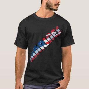 MARINES in Waving American Flag Schriftart T-Shirt