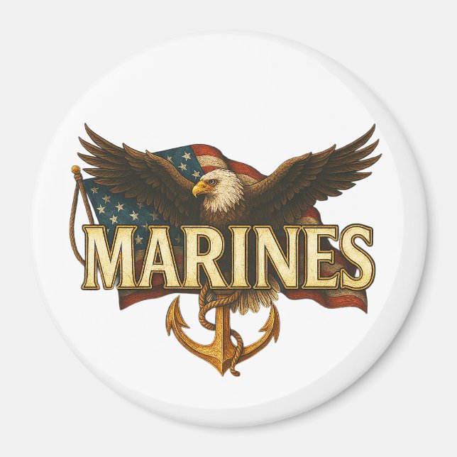 Marines mit Adler und Flagge Magnet (Vorne)