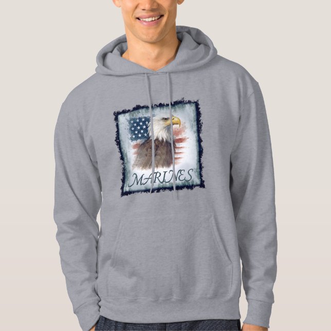 "Marines" über Adler & Flagge Kapuzenpullover Hoodie (Vorderseite)