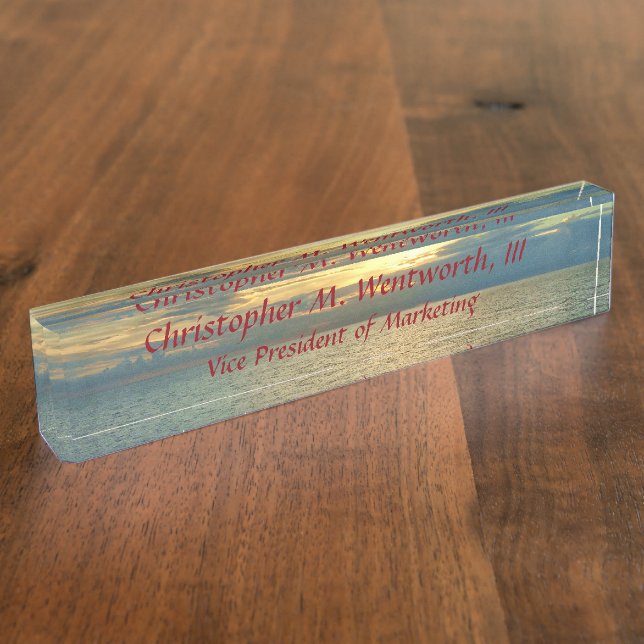 Marinesonnenaufgang personalisiert namensplakette (Seite)