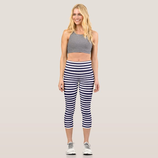 Marinestreifen Capri Leggings (Vorderseite)