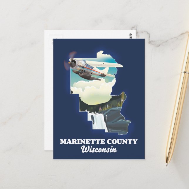 Marinette Landkreis Wisconsin Karte (Vorderseite/Rückseite Beispiel)