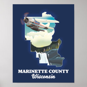 Marinette Landkreis Wisconsin Karte Poster