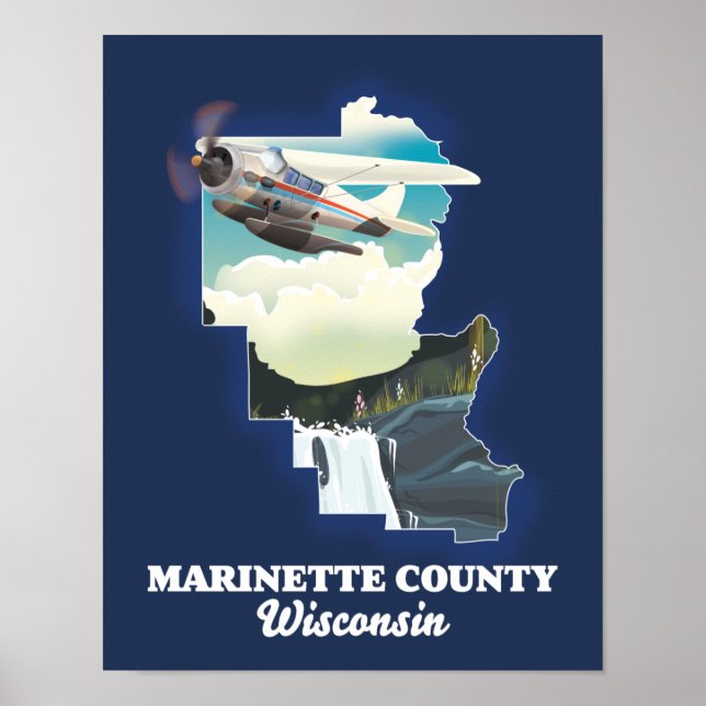 Marinette Landkreis Wisconsin Karte Poster (Vorne)