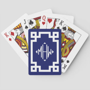 Marineweiß Diamant Monogramm Schriftart Griechisch Spielkarten
