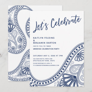 Marineweiß Let's Celebrate Paisley nur zum Empfang Einladung