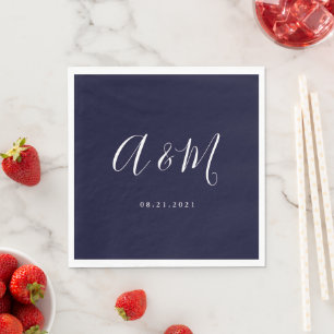 Marinierte White Elegant Monogram Wedding Serviette